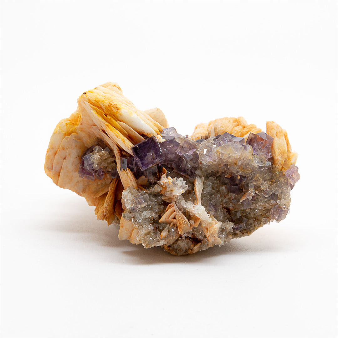 FLUORITE & QUARTZ ON BARYTE