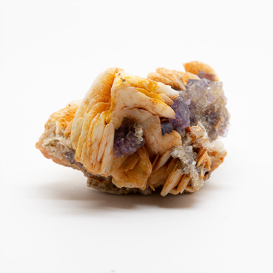FLUORITE & QUARTZ ON BARYTE