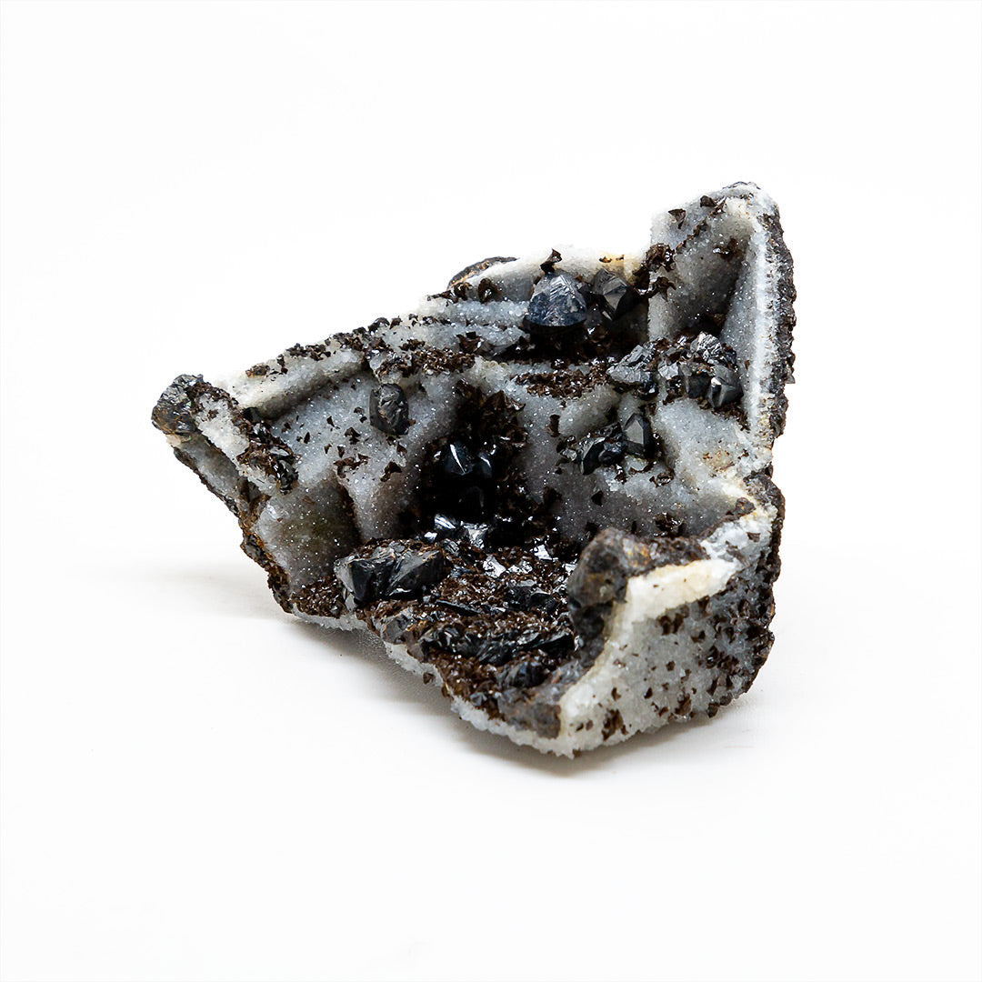 SPHALERITE ON QUARTZ EPIMORPH AFTER FLUORITE