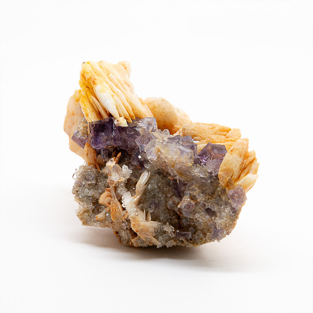 FLUORITE & QUARTZ ON BARYTE