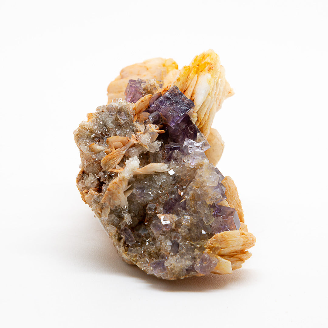 FLUORITE & QUARTZ ON BARYTE