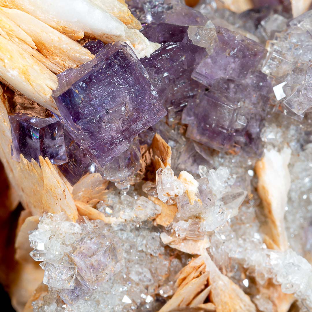 FLUORITE & QUARTZ ON BARYTE