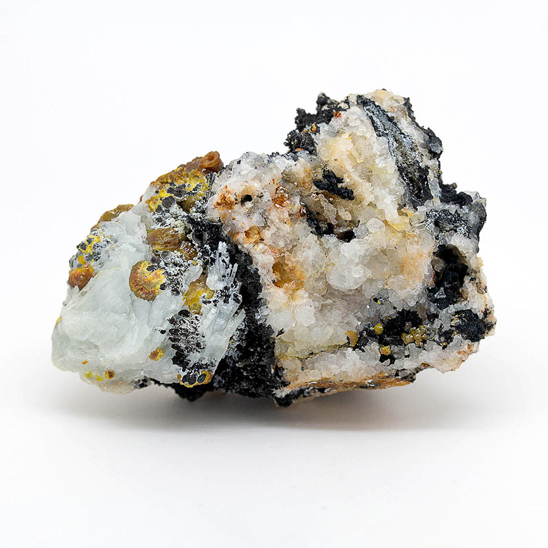 MIMETITE VAR CAMPYLITE, PYROLUSITE, BARYTE & QUARTZ