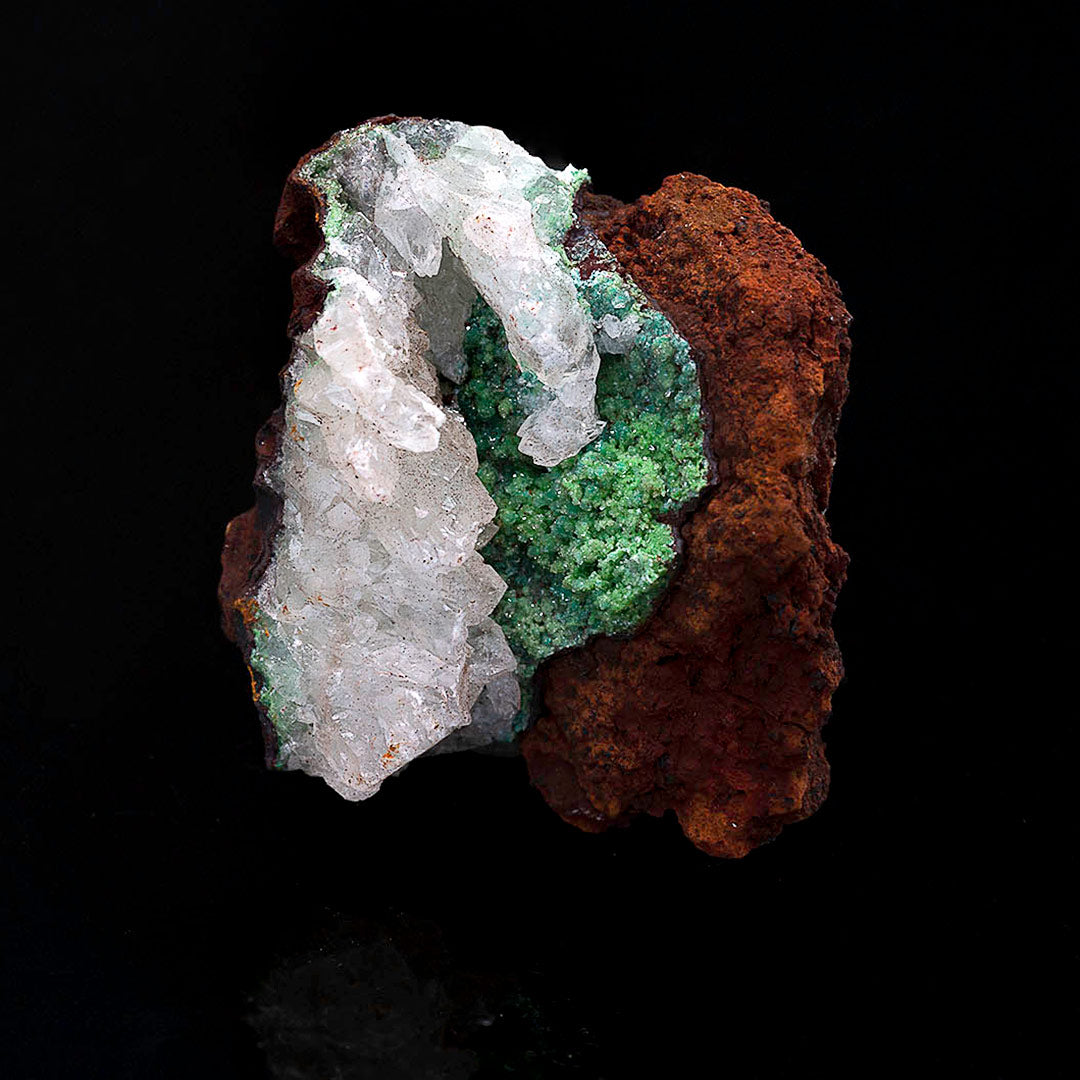 CONICHALCITE & CALCITE ON LIMONITE
