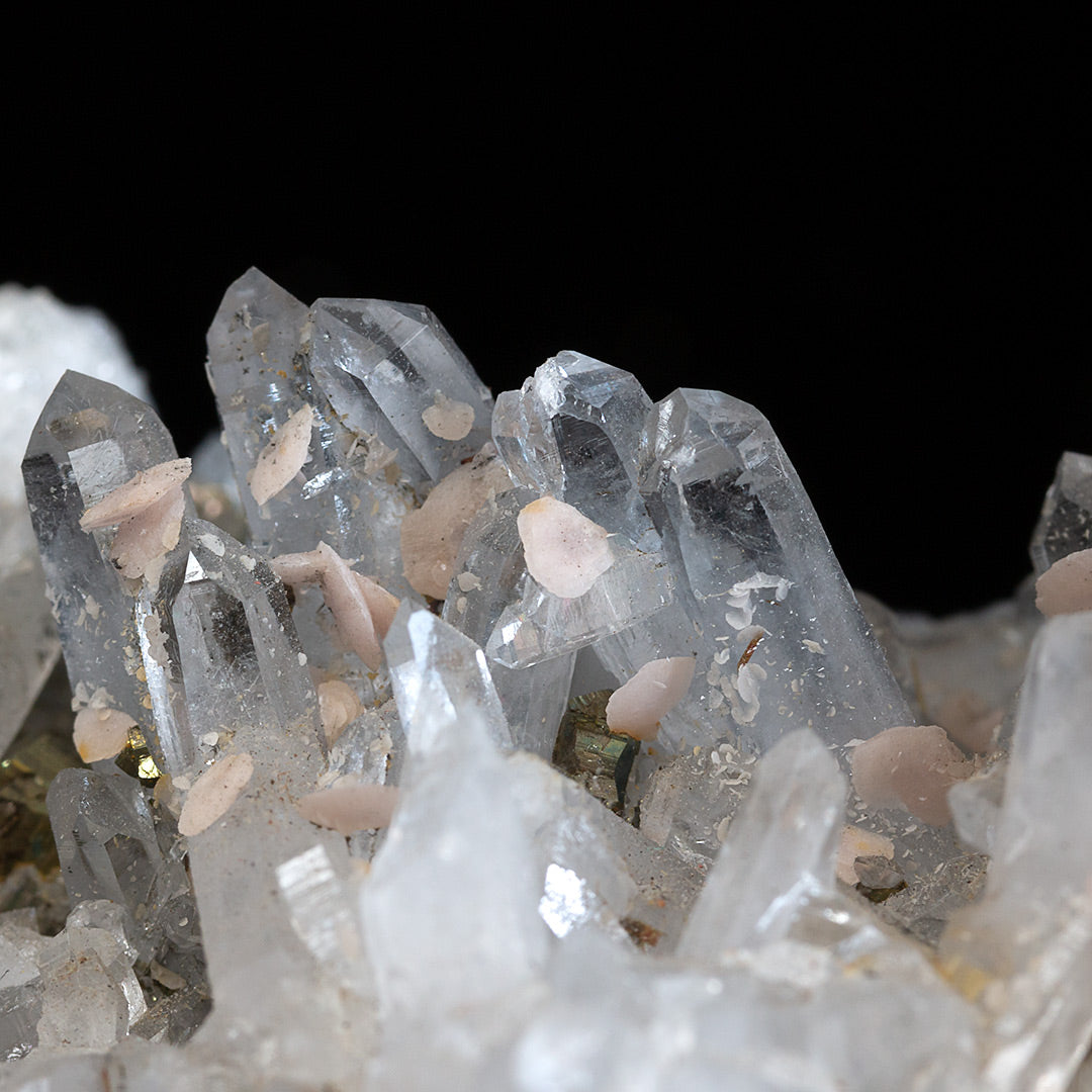 RHODOCHROSITE, PYRITE, QUARTZ ON GALENA