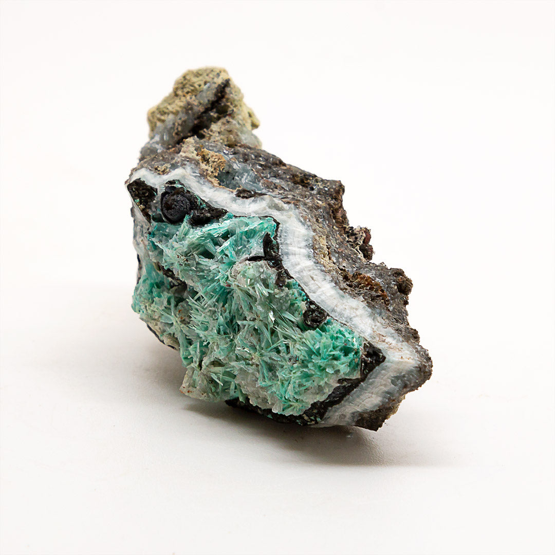 AURICHALCITE WITH HEMIMORPHITE & PSILOMELANE