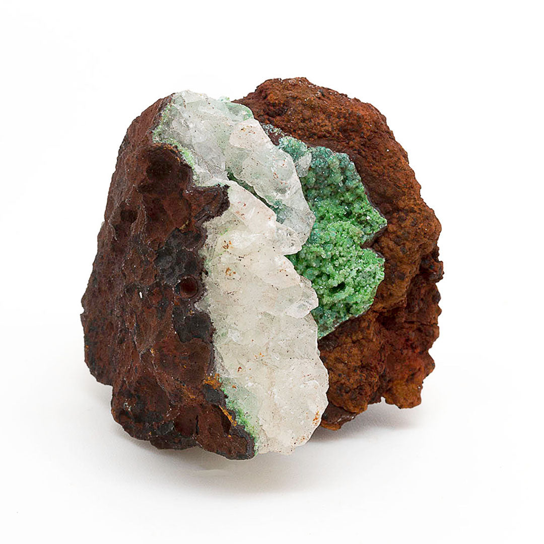 CONICHALCITE & CALCITE ON LIMONITE