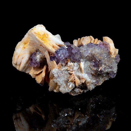 FLUORITE & QUARTZ ON BARYTE