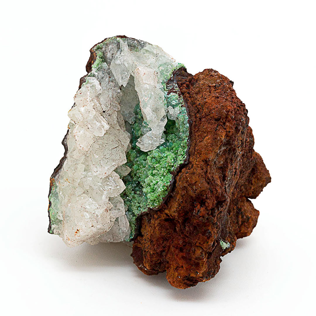 CONICHALCITE & CALCITE ON LIMONITE