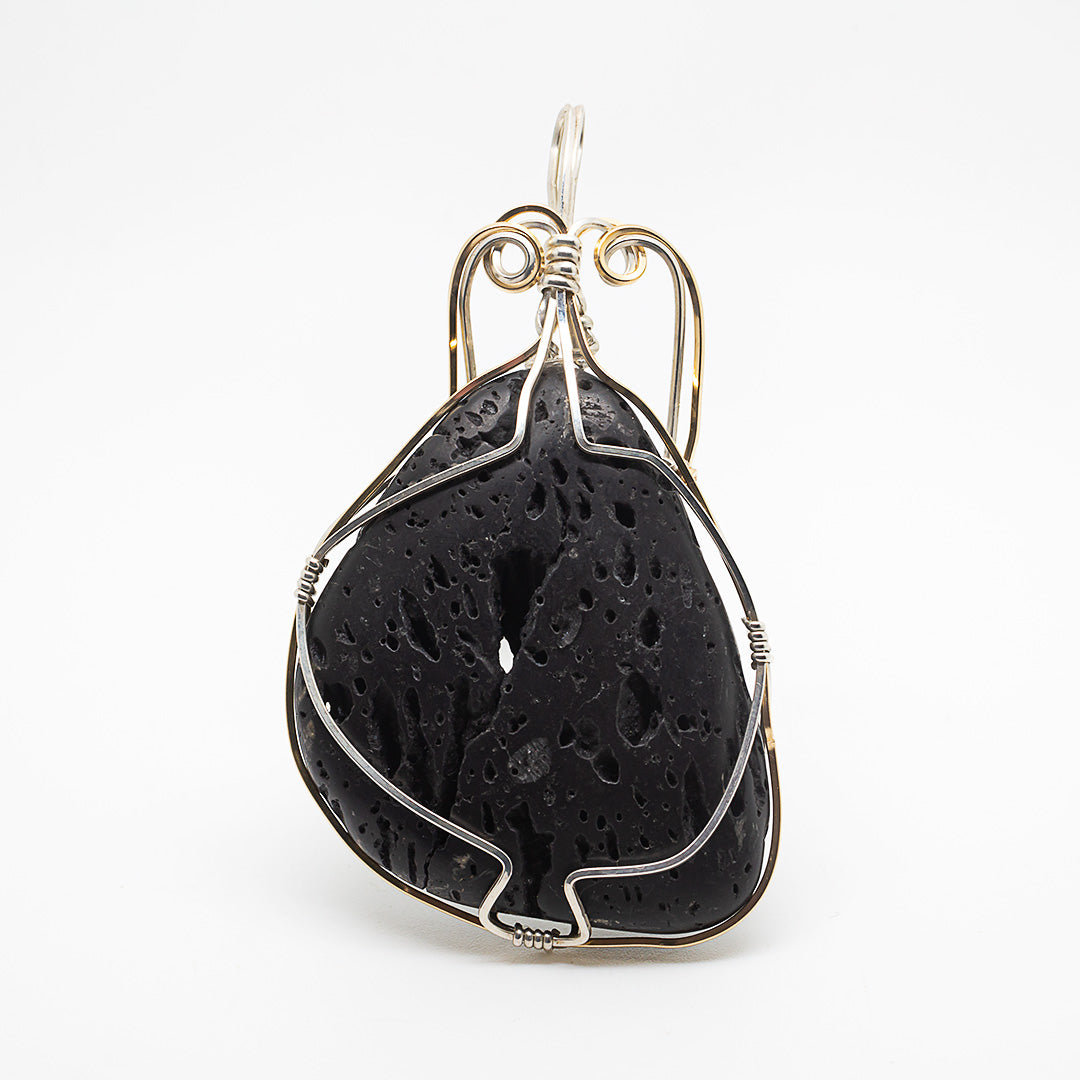 Lava Stone (Basalt) Cage Pendant