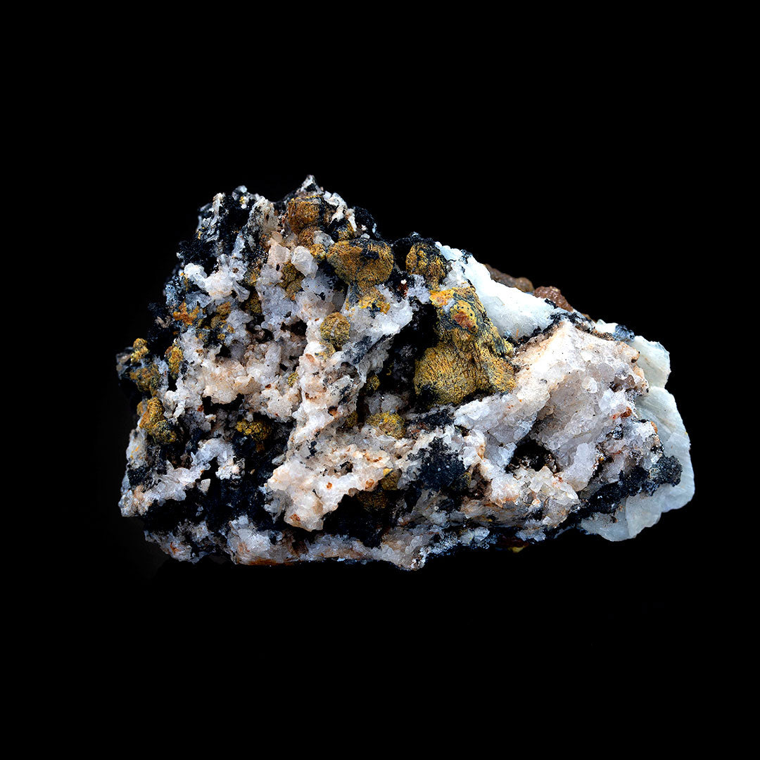 MIMETITE VAR CAMPYLITE, PYROLUSITE, BARYTE & QUARTZ