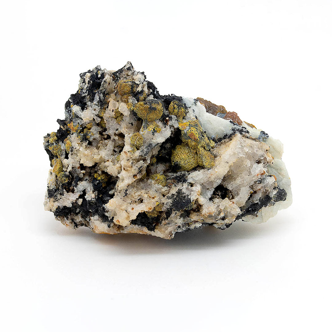 MIMETITE VAR CAMPYLITE, PYROLUSITE, BARYTE & QUARTZ