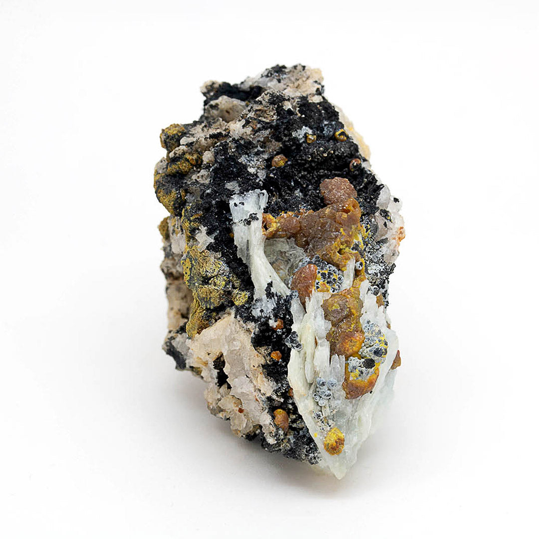 MIMETITE VAR CAMPYLITE, PYROLUSITE, BARYTE & QUARTZ