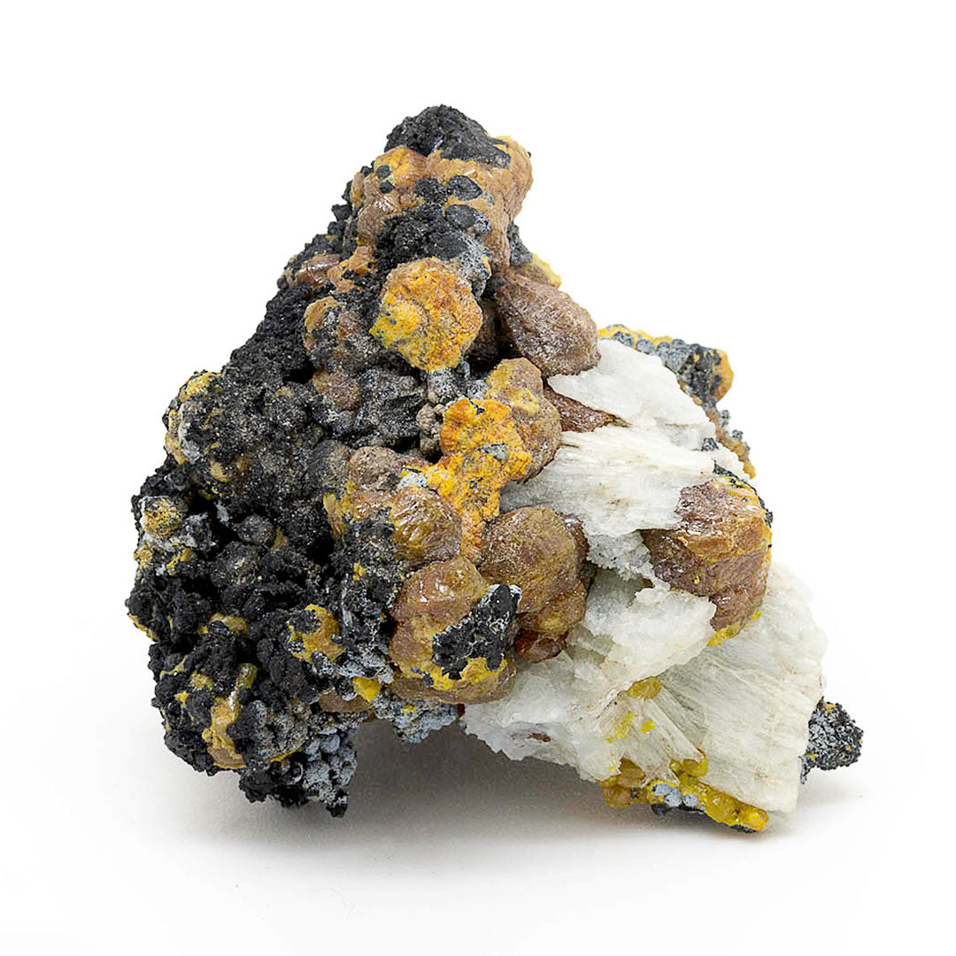 MIMETITE VAR CAMPYLITE, PYROLUSITE, BARYTE & QUARTZ