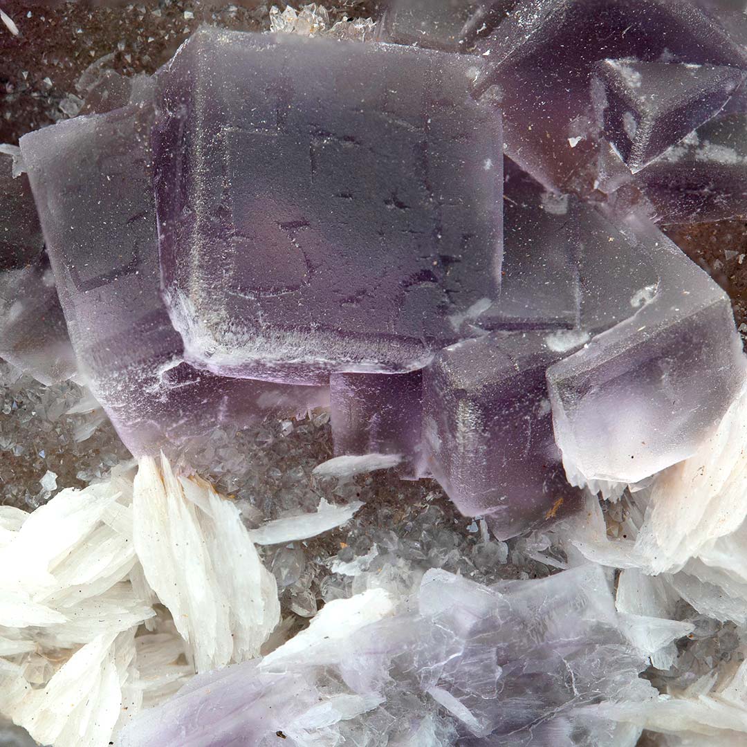 FLUORITE, BARTYE ON QUARTZ